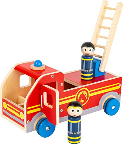 Grande voiture de pompiers en bois avec échelle de secours mobile et figurines Small Foot - 5
