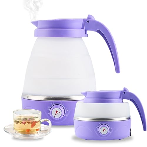 Tetera eléctrica plegable portátil 600ml morado miniatura 1