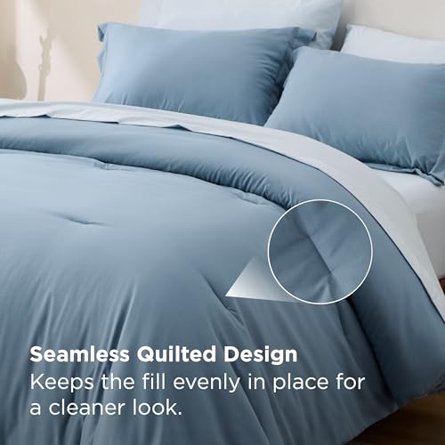 Bedsure Full Size Comforter Set - 7 Pcs Grayish Blue Bedding Set 82"x86" by Bedsure - Used condition - Image 9