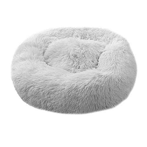 Yeelan Pet Bed Dog Kennel Cat Nest Plush Donut Round Doghouse Deep Sleeping Bag for Cats & Dogs (Gray,50CM/19.7IN)