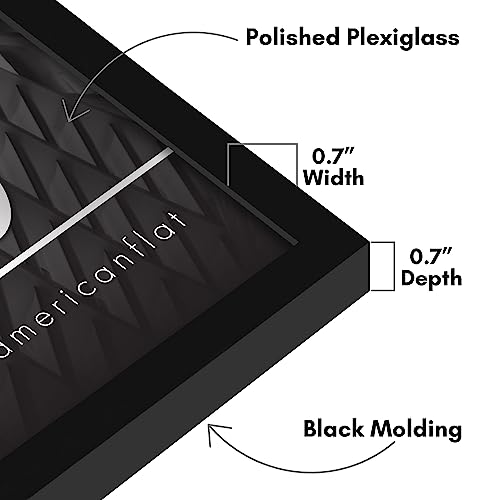 Americanflat 30x30 Picture Frame with Polished Plexiglass - Streamline Collection - Thin Border Square Frame for Wall Display - Hanging Hardware Included - Black