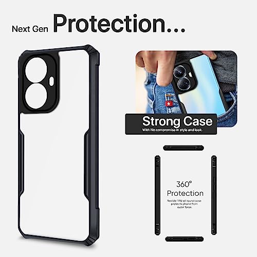 Image of Outlouders Back Cover for Realme 10 Pro Plus 5G | Ultra Hybrid Transparent | Full Camera Protection | Raised Edge | Crystal Clear Bumper Case(Black)