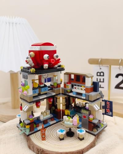 Image of SKY LINE OCEAN Japanese Takoyaki Shop Building Blocks Set (1218 PCS) | Street View Mini Bricks Architecture Model Kit for Ages 14+ | Creative DIY Display Decor | 5 Year Structural Warranty