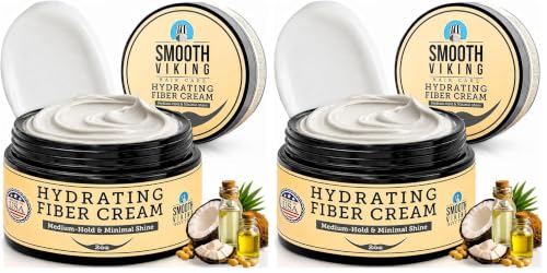 Smooth Viking Hydrating Fiber Cream for Men - Fiber Cream with Medium Hair Hold, Minimal Shine, 2oz - Hair Fibers for Thinning Hair, Flexible Mens Hair Cream for Natural Style (Pack of 2)
