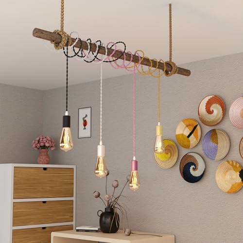 Image of LEDSone Brown 18 AWG Fabric Covered Electrical Wire 32.8ft 2 Conductor Twisted Lamp Cord 5mm Tinned Copper PVC Cable for Pendant Lights Chandeliers DIY Rewiring Home Indoor Projects