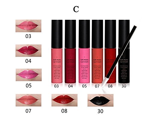 Tmalltide Makeup Waterproof Lip Gloss liquid lipstick set of 6 + 12 Pcs Lip Brush Matte Lip stick Organizer Makeup Kits