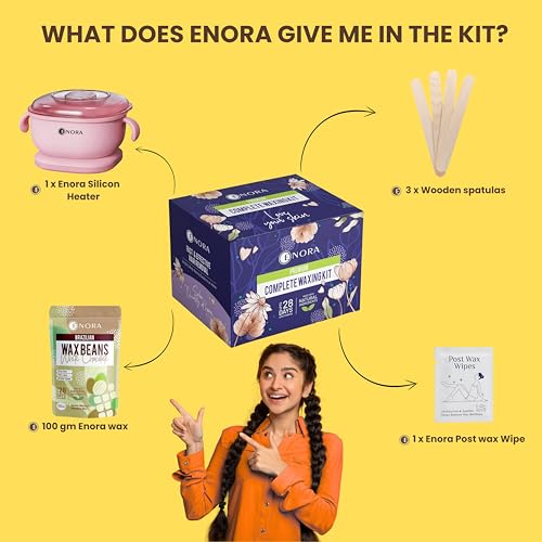 Image of ENORA Premium Waxing Kit for Women - Silicone Wax Warmer for Hair Removal, Eyebrow, Bikini, Legs, Face, Brazilian Wax & More - Machine + 1-Pack Hard Wax Beads -white chocolate(100 g)+ Accessories