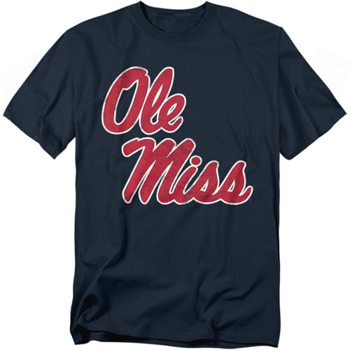 Ole Miss University of Mississippi Official Distressed Primary Unisex Adult T-Shirt University of Mississippi Medium