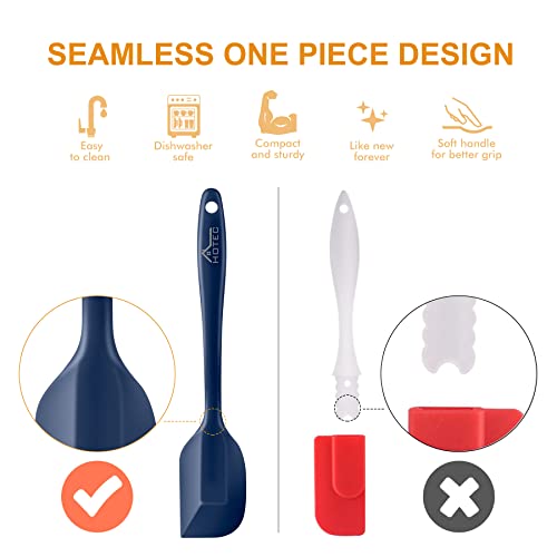 Hotec Food Grade Silicone Rubber Spatula Set For Kitchen Baking, Cooking, And Mixing High Heat Resistant Non Stick Dishwasher Safe Bpa-Free Classic Blue Set Of 9 #TOP4