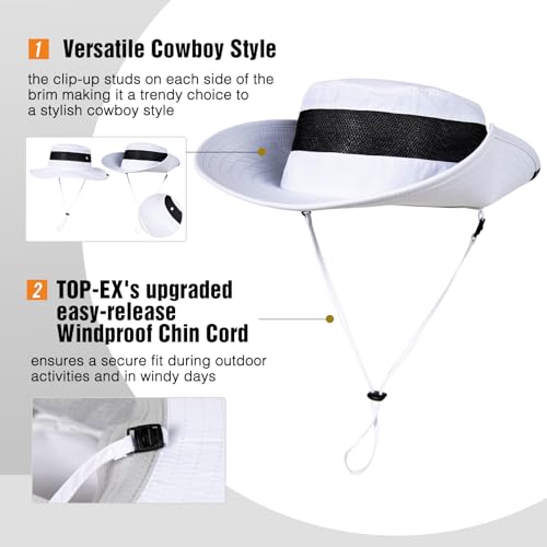 Image of Oversized XL XXL Mens Waterproof UPF50+ Golf Bucket Sun Hats Big Head Boonie Safari Wide Brim Fishing