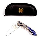 Spyderco C171TIBLP Mike Draper Folder Blue Titanium Plain Edge Handle Knife