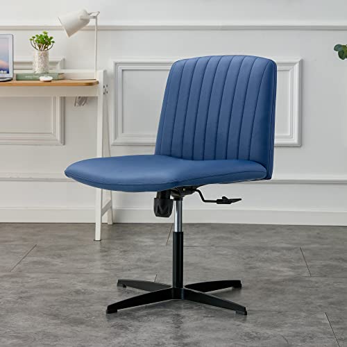 Hihill Home Office Task Chair Modern Pu Leather Desk Chair Without Arm Wheels Adjustable Computer Chairs For Office Home Small Apartment, Blue #TOP6