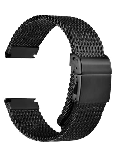 Bracelet métallique de montre REZERO noir 22mm idéal du bureau aux soirées habillées