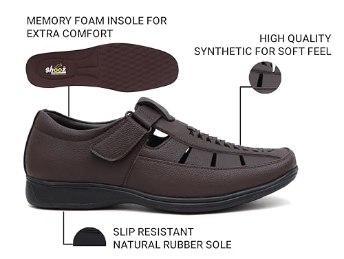Image of Faux Leather Sandals for Men | Closed Fisherman Sandal