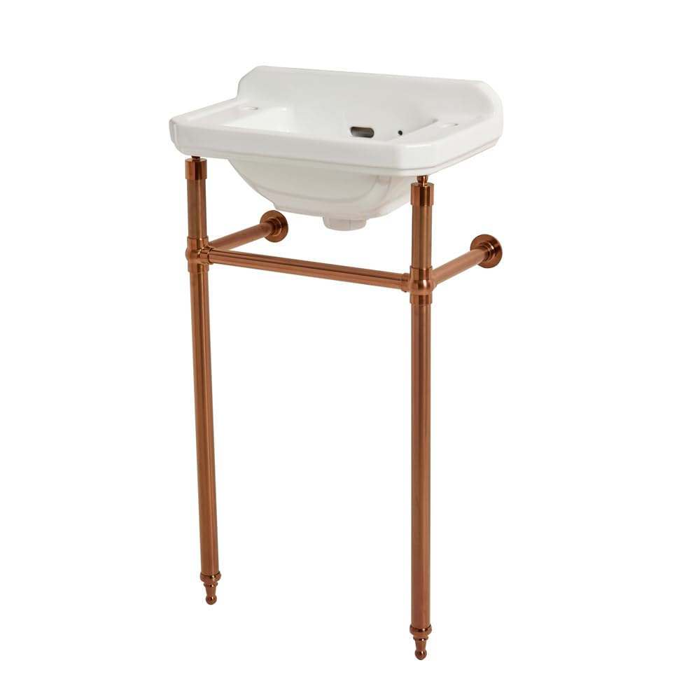 Milano Brushed Copper Richmond 2 Tap Hole Bathroom Basin Sink Copper Washstand - 515Mm X 300Mm