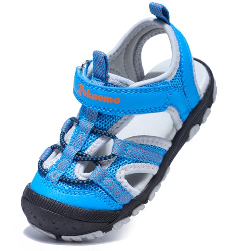 Roknemo Toddler Boys Sandals - Closed-Toe Kids Sports Sandals - Closed-Toe Adjustable Outdoor Athletic Summer Beach Shoes - Blue Toddler 7