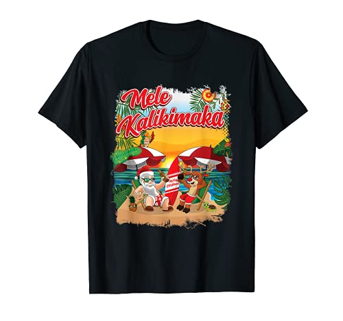 Christmas In July Santa Hawaiian Kids Summer Retro Boys Men Camiseta