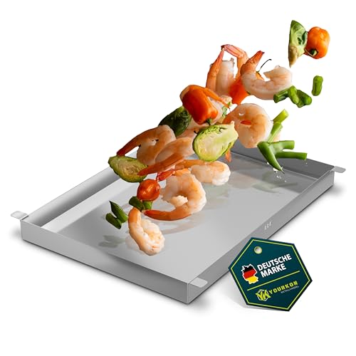 Yourkon - Sartén parrilla (31 x 44 x 3,5 cm, acero inoxidable)