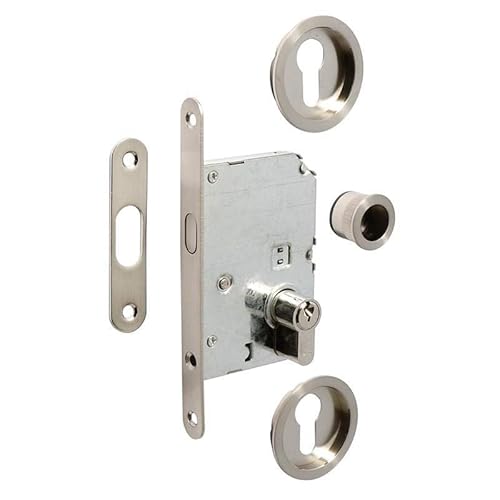 BYP Kit Cerradura Puerta Corrediza Níquel Satinado Cilindro 20-20 Niquelado
