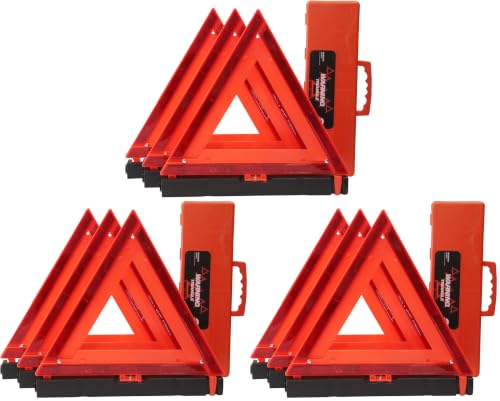 Image of WORKKOOL Safety Triangles DOT Approved, Standard Warning Triangles Enmergency Reflector, Emergency Triangles for Vehicles with Carry Case(9 Pack,Without Sand)