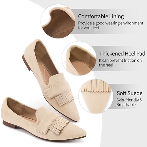 Image of Reimferce Women Flats Dressy Shoes : Comfortable Casual Work Flats for Women - Ladies Slip On Walking Shoes for Wedding