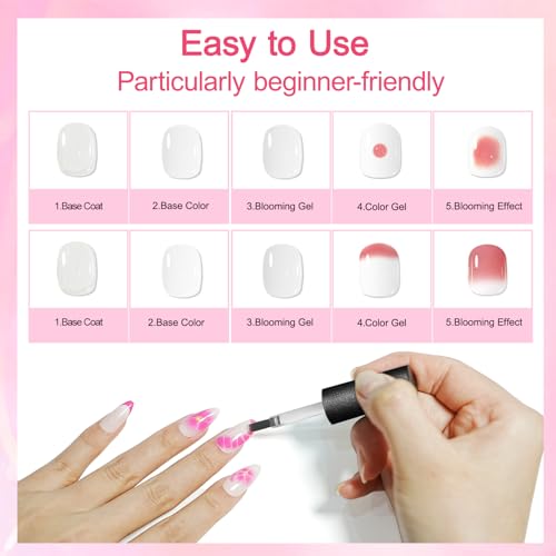 Image of JODSONE 10ML Blooming Gel Nail Polish Clear Marble Nail Nail Art Accessories for Spreading Effects, Floral Print, Watercolor Design for Women