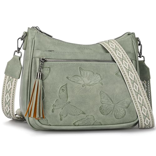 Image of BELTANA Crossbody Bags for Women Trendy Vegan Leather Hobo Purses Medium Butterfly Cross Body Purse with Wide Strap | Adjustable Strap