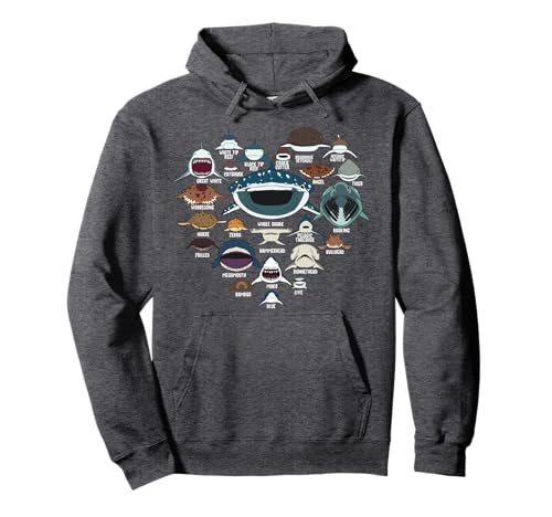 Types Of Shark Identification Shark Faces Tee Marine Biology Pullover