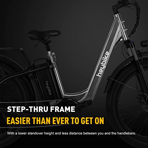 Heybike Explore Electric Bike For Adults 48V 20Ah Removable Massive Battery, 750W Brushless Motor, 26" X 4.0 Fat Tire Step-Thru Ebike Up To 28Mph, Shimano 7-Speed, Ul Certified #TOP4