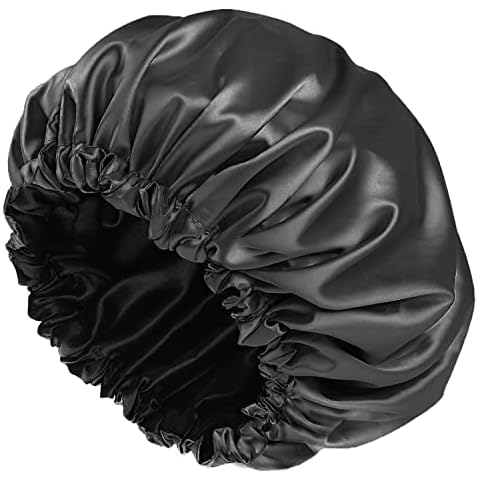 Amamba Duschhauben, mit Seide gefütterte Duschhaube für Damen, wiederverwendbar, verstellbare Größe, waschbar und wasserdicht, große Satin-Duschhaube Cover