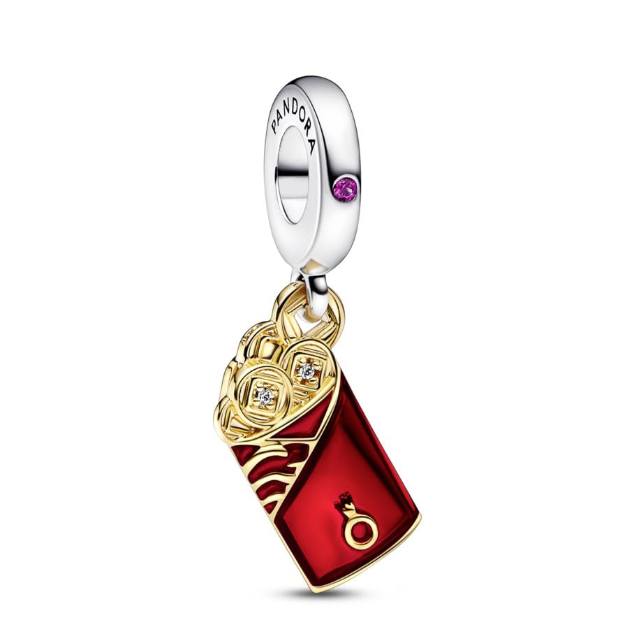 PANDORA Charm Colgante Sobre Rojo Joyería Dos Tonos Mujer 762470 C01 Talla Única