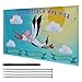 Makai Baby Banner Plakat zur Geburt Storch Geschenk 160 x 70 cm Plakat für Balkon Garten zum Aufhängen am Haus personalisierbar für Kind Geschenk mit Storch der Klapperstorch war hier Mama und Kind