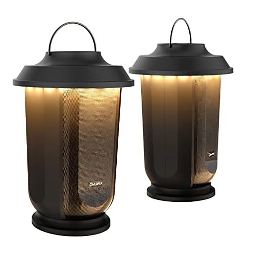 Onforu Outdoor Bluetooth Speaker with LED Lights, 2 Pack Wireless Loud Stereo Sound Lantern Speakers, True Wireless Stereo Pairing Patio Speakers, Bluetooth 5.0, Party Speakers for Camping, Garden