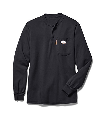 Rasco Fire Retardant Henley Work T-shirt, BLACK, 4XL