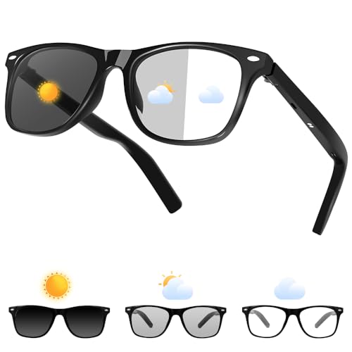 Image of Smart Glasses for Men Women, Bluetooth Audio Sunglasses with Color-Change Lenses Speakers Touch Control Unisex Intelligent for Indoor Outdoor Walking Working