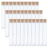XxinXrong 30 Stück Reagenzglas mit Korken, Reagenzgläser mit Korken, Kunststoff Reagenzglas Vase, Reagenzgläser für Blumen Liquids Spices DIY Gastgeschenke(12mm x 75mm)
