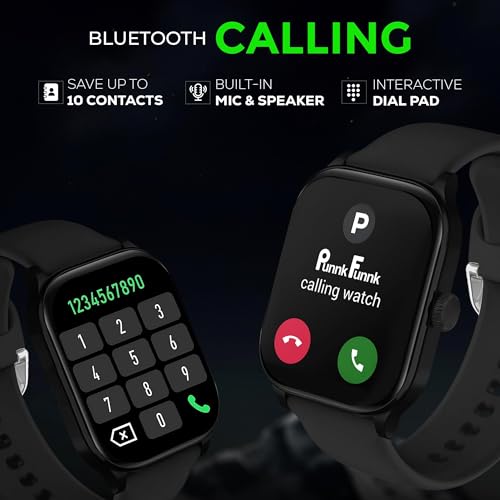Image of PunnkFunnk NeoLux 1.96 inch HD Display Smartwatch for Men & Women 2025 with 110+ Sports Modes, Heart Rate, Sleep Monitor IP68 Waterproof, Answer /Make Calls for Android & iOS (Black, NeoLux)