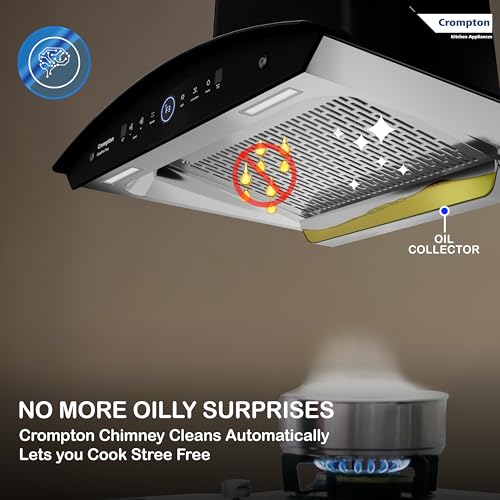 Image of Crompton QuietPro Plus BLDC 1600m3 /hr 60cm Curved Chimney| Filterless Intelligent Autoclean| Smart On| Touch+ Motion Sensor Control| 10Yrs Motor & 2Yrs Overall Warranty (CHD-QPPC60FLE-IND)