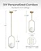 Yunnix Pendant Lights Kitchen Island, Pendant Light Fixtures, Modern Gold Globe Glass Pendant Lighting, Brass Mid Century Chandelier One Light for Bathroom Bedroom Dining Room(Bulb Not Included)
