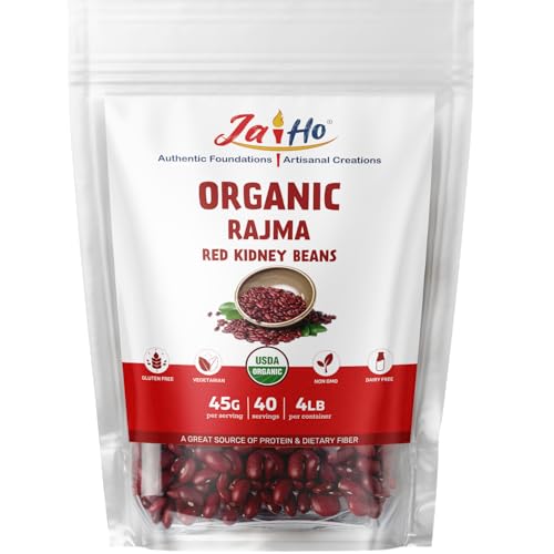Jai Ho Certified Organic Rajma Kidney Beans 4 lb | Rajma Kidney Beans | Indian Rajma | USDA Organic | Non-GMO | Chemical-Free | Premium Quality Kosher