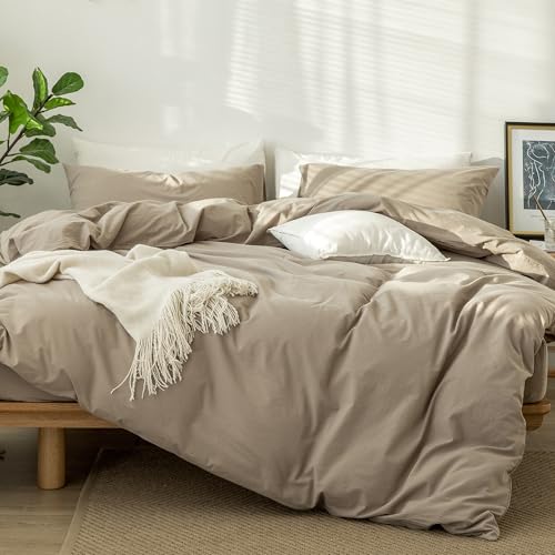 Image of MooMee Duvet Cover Set 100% Washed Cotton Linen Like Oversized King Plus | Relaxed Linen-like Texture. Soft, Breathable & Long-lasting Comfort. Lightweight. Hidden Zipper with 8 Interior Corner Ties