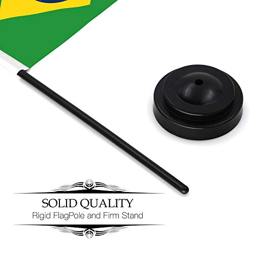 Conjunto de bandeiras de mesa ANLEY Brasil Deluxe - Bandeira de mesa brasileira em miniatura de 6 x