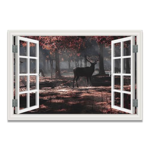 Cuadro lienzo efecto ventana de montañas para una decoración moderna del salón