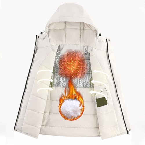 Abrigo con capucha forro polar pesado impermeable resistente al viento cómodo gris XXXL 4