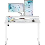 huanuo 120 x 60 cm scrivania con cassetti, supporto a morsetto a c, scrivania regolabile in altezza, scrivania stand up per ufficio domestico con 4 altezza