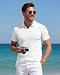 Collared Muscle Shirts for Men Ribbed Knit Slim Fit Polo Shirts Short Sleeve, Mens V Neck T Shirts Casual Stylish White