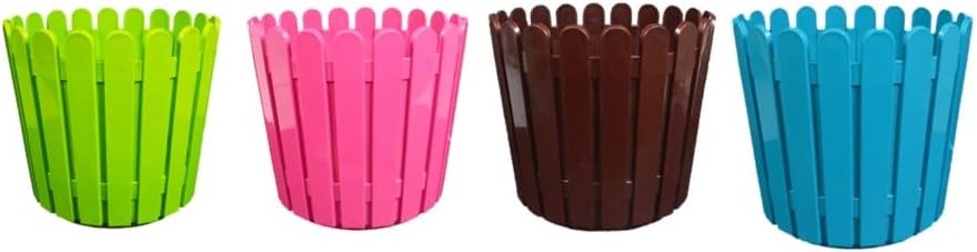 Khoji Plastic Flower Planter, Multicolour, 11" x 10", 4 Pieces