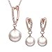 Produktbild Caimeytie Frau Perlenkette und Kristall Ohrringe Schmuck-Sets Damen Roségold