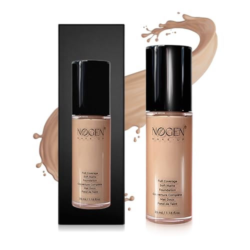 NØGEN Foundation Full Coverage: Matte Long-Lasting Makeup for a Flawless Finish | Oil Control & Lightweight Blendable Foundation (N04 Beige, 35ml)