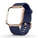 UMTELE for Fitbit Blaze Bands, Silicone Replacement Strap with Stainless Steel Frame for Fitbit Blaze, Large, Navy